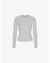 Skims - Round-Neck Long-Sleeve Stretch-Cotton Jersey Top - Lyst