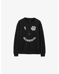 AllSaints - Grinner Crewneck Long-Sleeve Knitted Jumper - Lyst