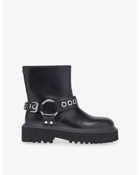 Maje - Buckle-Embellished Leather Ankle Boots - Lyst