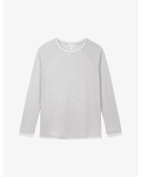 The White Company - Round-neck Long-sleeve Organic-cotton Top - Lyst