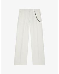 The Kooples - Wide-Leg Chain-Belt Cotton-Blend Trousers - Lyst