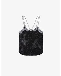 Zadig & Voltaire - Capela Jacquard-star Lace-embroidered Silk Cami - Lyst