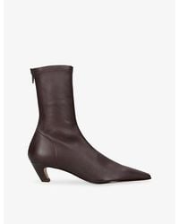 KHAITE - Arizona 40 Stretch-Leather Ankle Boots - Lyst