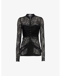Rabanne - Floral-embellished Semi-sheer Stretch-lace Top - Lyst