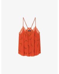 Zadig & Voltaire - Christy Rhinestones-Embellished Silk Camisole - Lyst