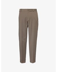 Emporio Armani - Logo-Plaque Flat Front Woven Trousers - Lyst