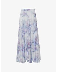 eem - Floral-Print High-Rise Chiffon Maxi Skirt - Lyst