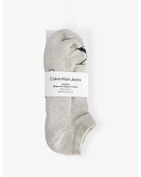 Calvin Klein - Monogram Stretch-Cotton Trainer Socks Pack Of Two - Lyst
