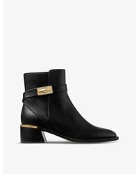 Jimmy Choo - Diantha 45 Brand-plaque Leather Heeled Ankle Boots - Lyst