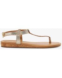 Dune - Lari Slim Toe-post Flat Leather Sandals - Lyst