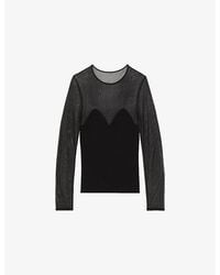 Reiss - Margot Sweetheart-Neck Long-Sleeve Stretch-Mesh Top - Lyst
