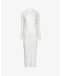 eem - High-Neck Jacquard-Knit Midi Dress - Lyst