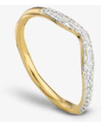 Monica Vinader - Riva Diamond Wave 18ct Recycled Yellow Gold-plated Vermeil Sterling Silver And 0.046ct Diamond Ring - Lyst