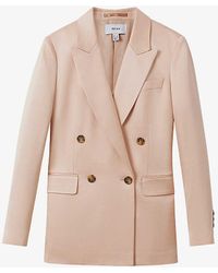Reiss - Eve Double-breasted Satin Blazer - Lyst