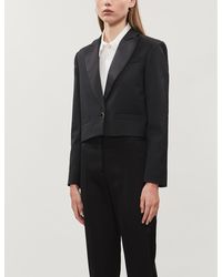Sandro Tery Cropped Woven Blazer - Black