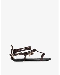 KG by Kurt Geiger - Roux Charm Flat Leather Sandals - Lyst