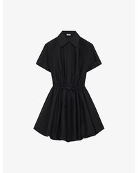 Loewe - Short-Sleeve Collared Cotton-Silk Mini Dress - Lyst