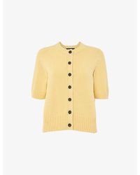 Whistles - Button-Down Short-Sleeve Cotton Cardigan - Lyst