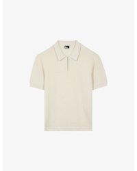The Kooples - Zipped-Collar Short-Sleeve Knitted Polo - Lyst
