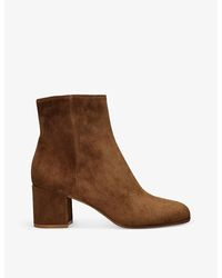 Gianvito Rossi - Margeaux Block-heel Suede Heeled Ankle Boots - Lyst
