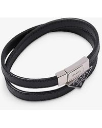 Prada - Logo Saffiano Leather Bracelet - Lyst