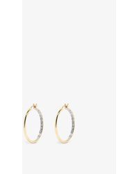 Yvonne Léon - Paire De Creoles 18ct Yellow-gold And 0.20ct Round-brilliant Diamond Hoop Earrings - Lyst