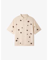 Sandro - Floral-Flocked Relaxed-Fit Woven Shirt - Lyst
