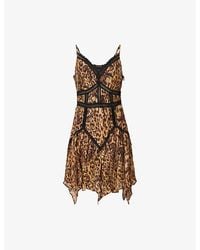 AllSaints - Zia Leopard-Print Woven Mini Dress - Lyst