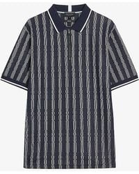 Ted Baker - Icken Cable-jacquard Short-sleeve Stretch-cotton Polo - Lyst