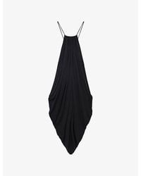 Loewe - Draped Anagram-Hardware Silk Midi Dress - Lyst