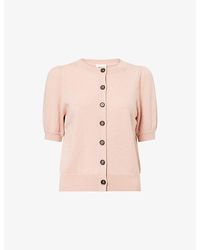 ME+EM - Pouf-Sleeve Knitted Cashmere Cardigan - Lyst