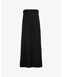 Victoria Beckham - Pleated High-rise Woven-blend Midi Skirt - Lyst