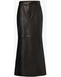 Etro - Column Five-pocket Leather Midi Skirt - Lyst