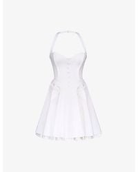 House Of Cb - Heidi Halterneck Stretch-Cotton Mini Dress Xs (A-C Cup) - Lyst