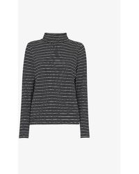 Whistles - Striped Roll-neck Cotton Top - Lyst