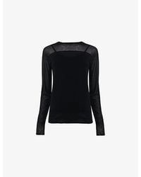 eem - Opaque Round-Neck Sheer Cotton-Blend Top - Lyst