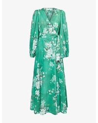 Zimmermann - Everley Floral-Pattern Wrap-Front Cotton Midi Dress - Lyst