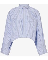 Sacai - Cut-out Pressed-stud Relaxed-fit Cotton Shirt - Lyst