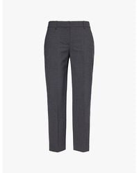 Theory - Pressed-Crease Tapered-Leg High-Rise Stretch-Wool Trousers - Lyst