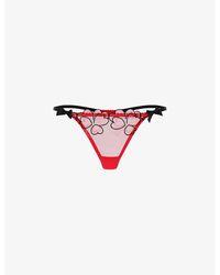 Agent Provocateur - Maysie Heart-embroide Mesh Thong - Lyst