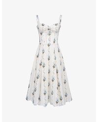 House Of Cb - Rosalee Floral-Print Stretch-Cotton Midi Dress - Lyst