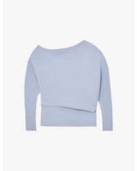 Reiss - Lorna Draped-Neck Asymmetric Stretch-Knit Jumper - Lyst