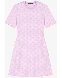 Maje - Monogram Short-sleeve Stretch-knit Mini Dress - Lyst