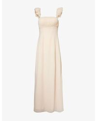 Six Stories - Pleated-Strap Square-Neck Chiffon Maxi Dress - Lyst