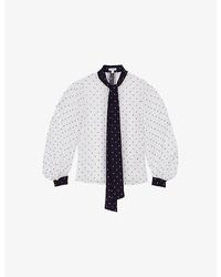 Reiss - Arial Polka-Dot Chiffon Blouse - Lyst