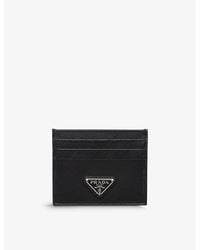 Prada - Logo-plaque Saffiano Leather Card Holder - Lyst