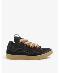 Lanvin - Curb Lace-up Leather, Suede And Mesh Low-top Trainers - Lyst