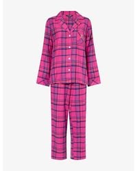 Ralph Lauren - Notched-Collar Check-Pattern Cotton-Blend Pyjama Set - Lyst
