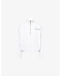 Sporty & Rich - Ezra Quarter-Zip Cotton-Jersey Sweatshirt - Lyst
