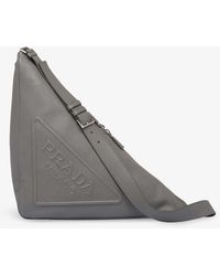 Prada - Triangle Large Leather Shoulder Bag - Lyst